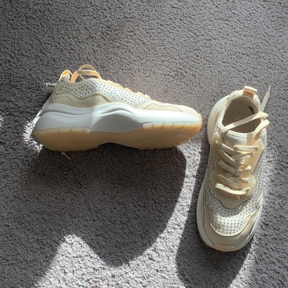 Zara Kids Sparkling Cream Sneakers